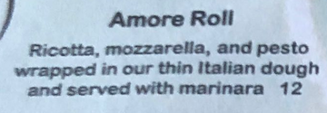 amore menu