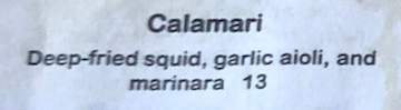 calamari menu