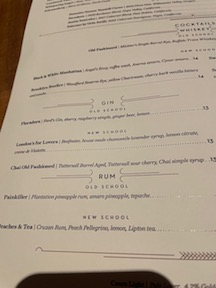mixed drinks menu
