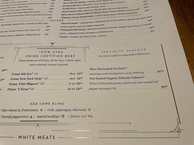 steak menu