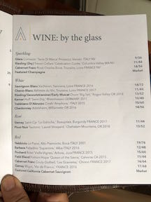 wine list