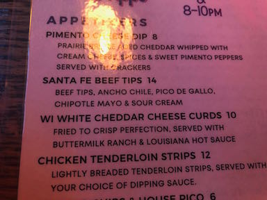 cheese curd menu