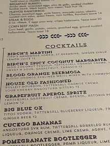 cocktails menu