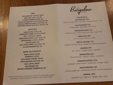 Beverage Menu