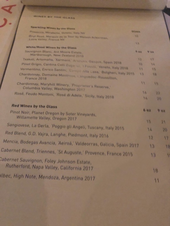 Wine Menu Cafe Lucrat