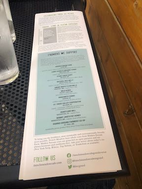 Farmers Menu