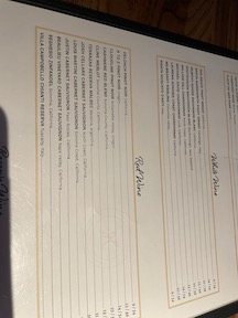all wine menu