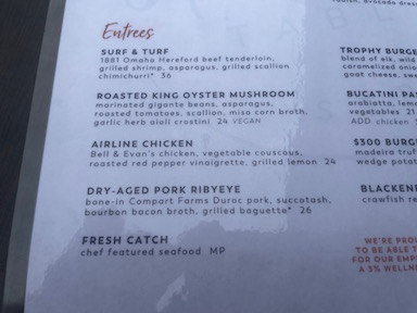 entrees menu