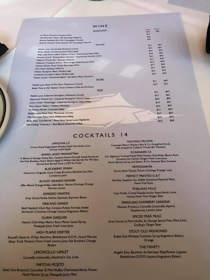 Wine list oceanaire