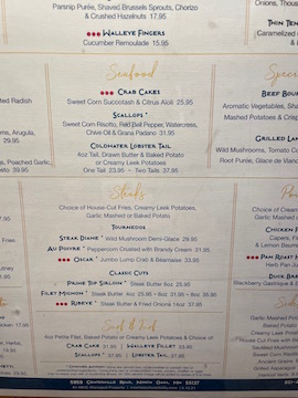 seafood menu